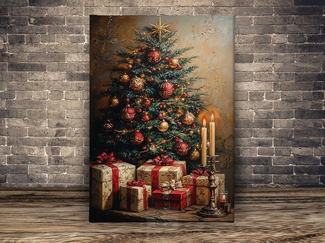 Vintage Christmas Tree Holiday Poster, Cozy Decor - Image 2