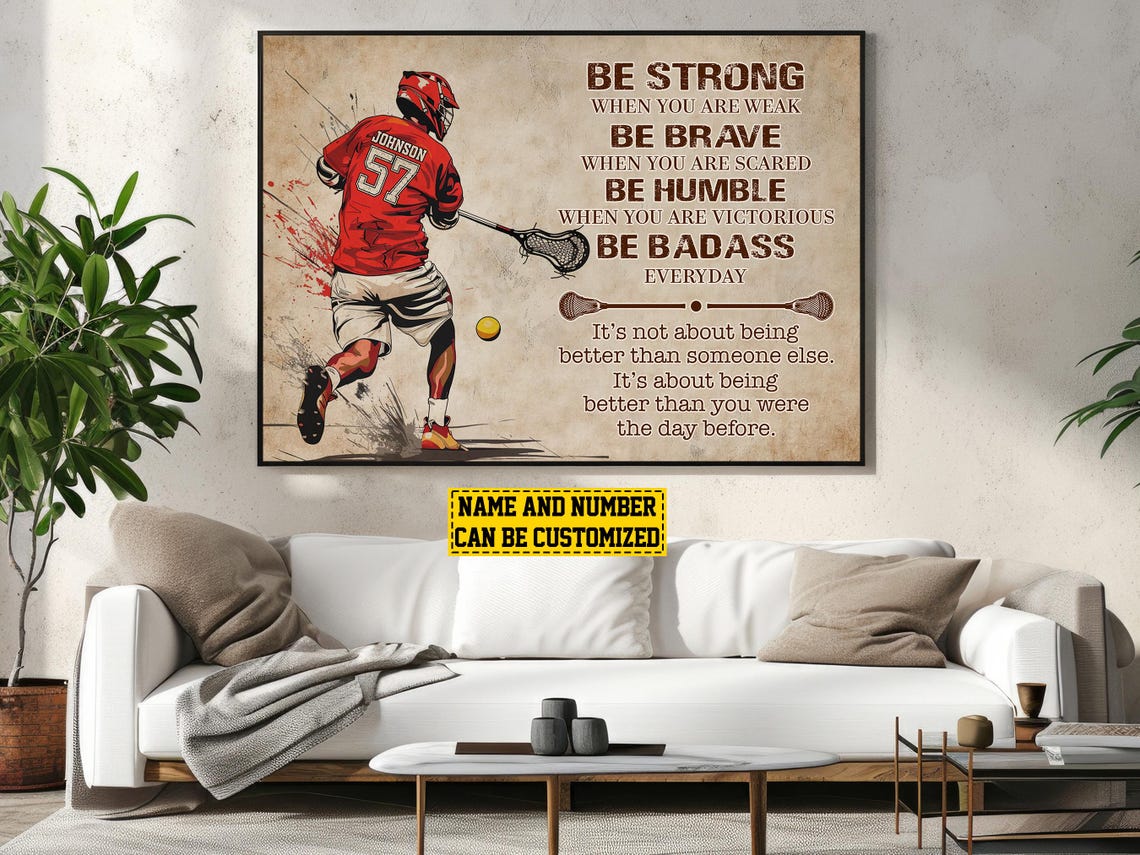Vintage Lacrosse Player Personalized Print Lacrosse Poster Lacrosse Print Lacrosse Gift For Boy Man - Image 3