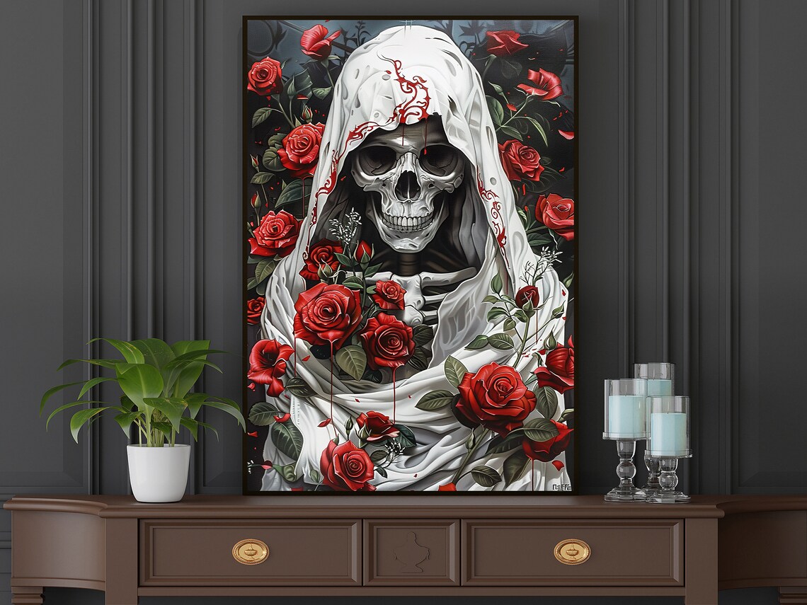 Dark Surreal Skull Painting, Gothic Skull Art Print - Image 5