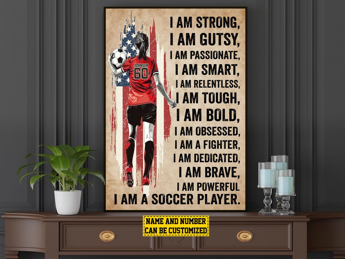 I Am a Soccer Player Affirmations Quote Personalized Girls Poster - Image 5