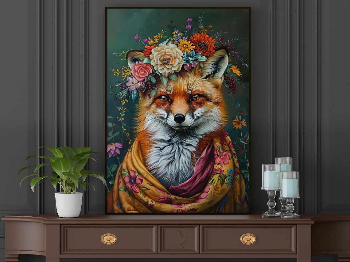 Vintage Floral Fox, Matisse-Inspired Poster Print - Image 5