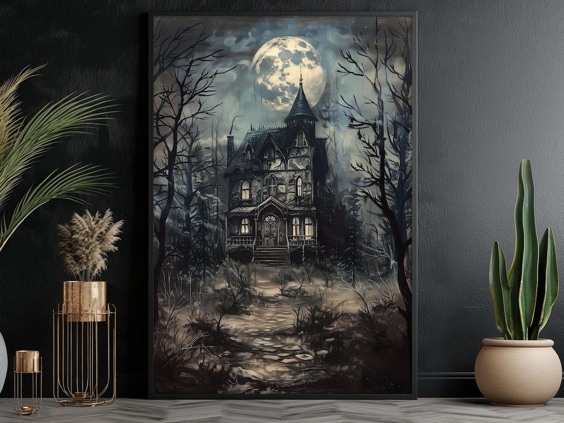 Dark Haunting House Spooky Castle Poster Print