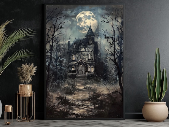 Dark Haunting House Spooky Castle Poster Print