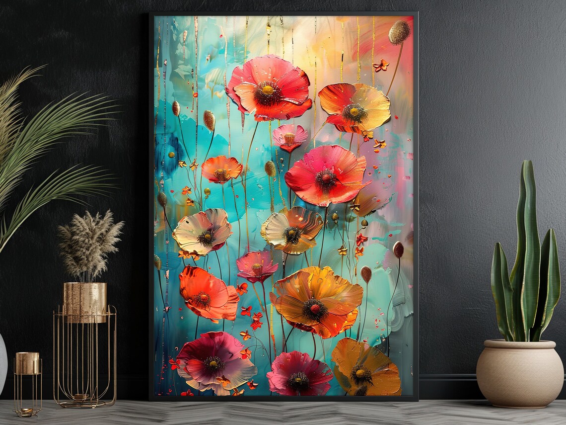 Retro Botanical Flowers Oil Painting Art Print - Image 4