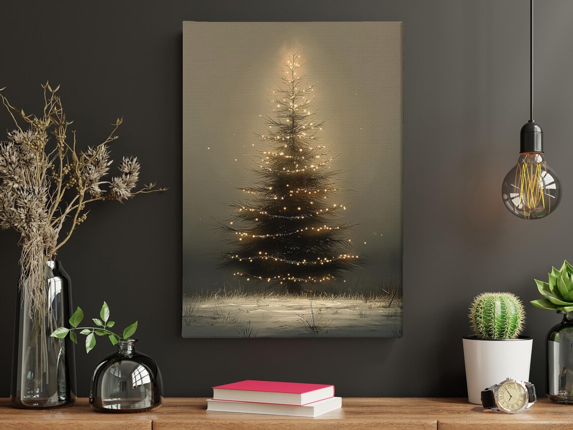 Vintage Cozy Christmas Tree Holiday Art Print - Image 5