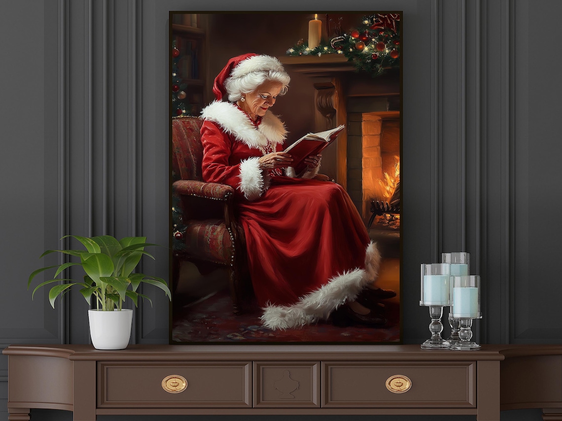 Vintage Mrs Claus Reading, Christmas Poster Print - Image 6