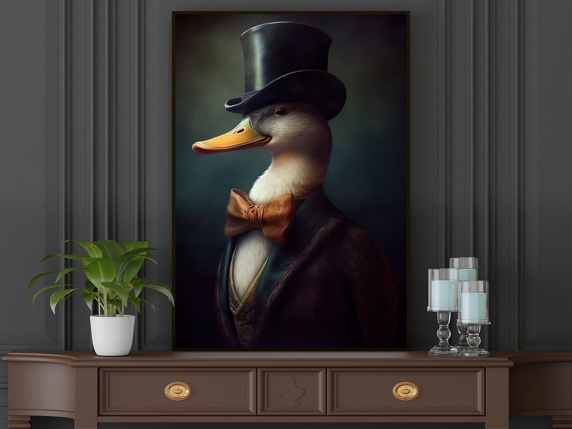 Dapper Duck Gentleman Portrait In Top Hat And Bow Tie Animal Poster - Image 2