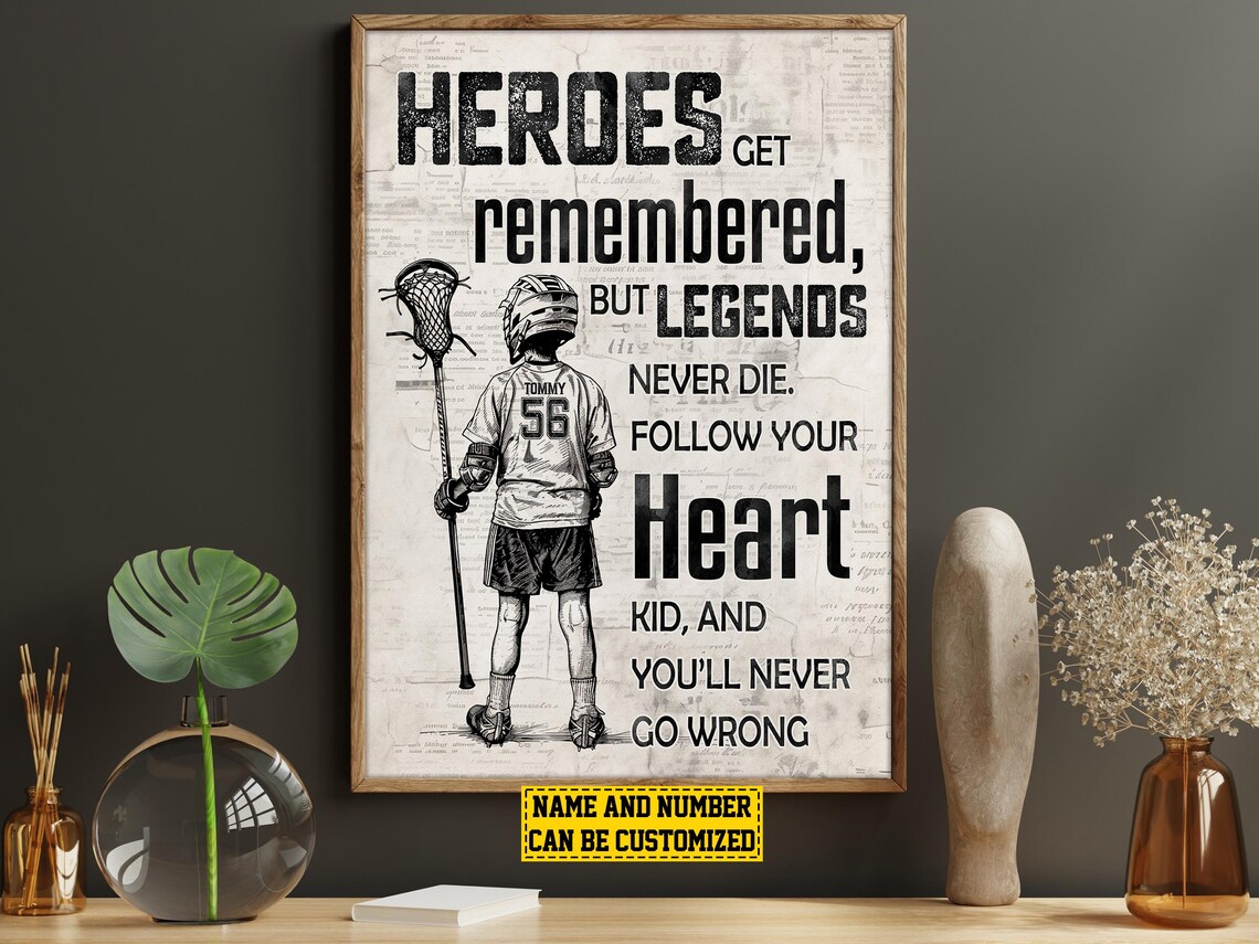 Lacrosse Boy Player Personalized Art Print, Gift for Boy - Image 5