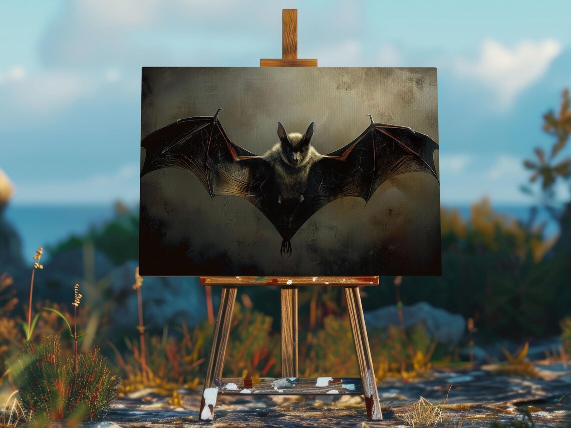 Dark Bat Print Halloween Poster - Image 2
