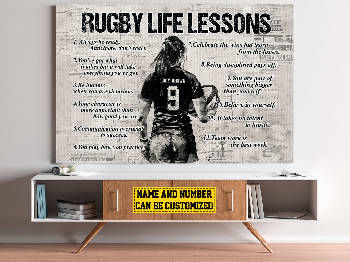Personalized Rugby Life Lessons Art Print for Women - Image 2