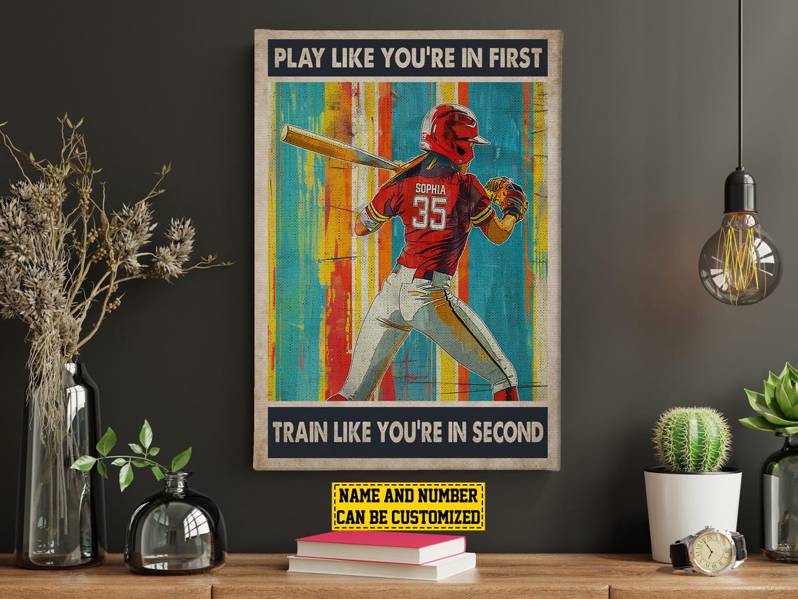 Softball Training Players Personalized Print Baseball Poster Print Softball Gift For Girl Daughter - Image 4