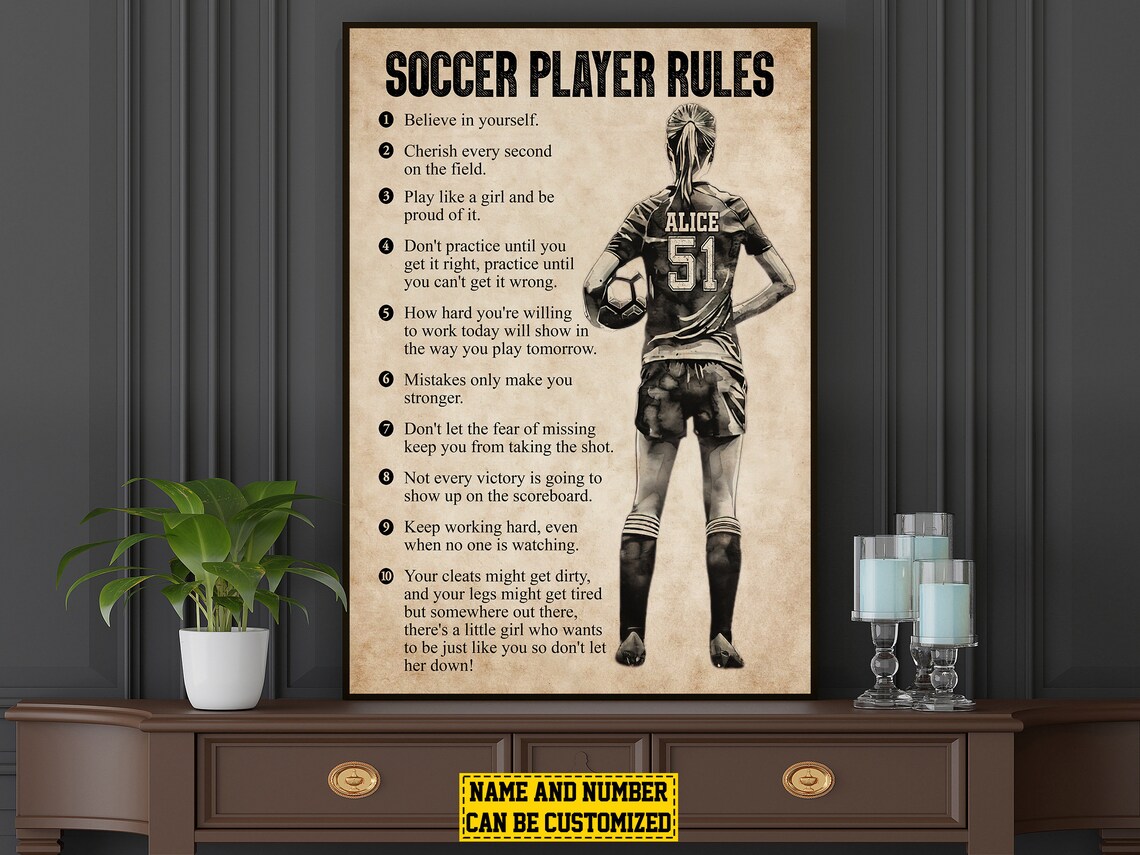Personalized Soccer Player Rules Poster Print - Image 4