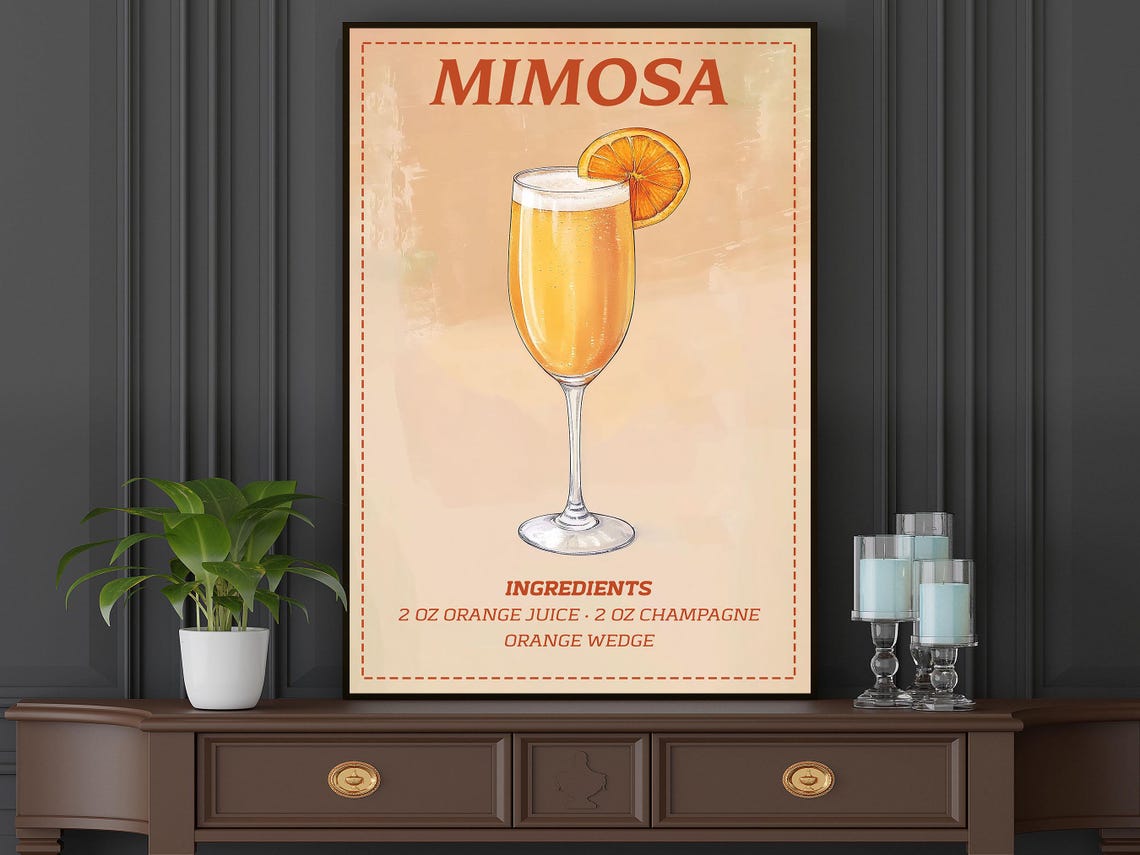 Mimosa Cocktail, Bar Decor Art Print - Image 3