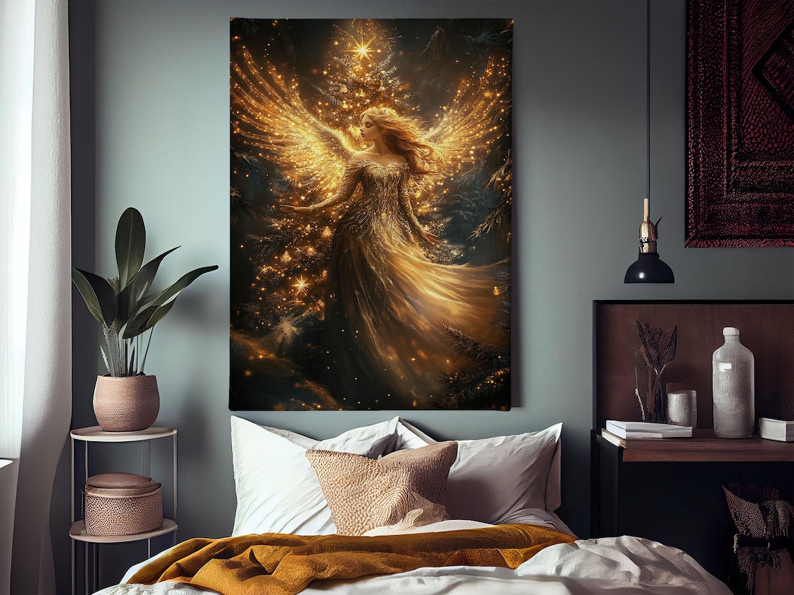 Vintage Young Angel Painting, Christian Christmas Poster - Image 3