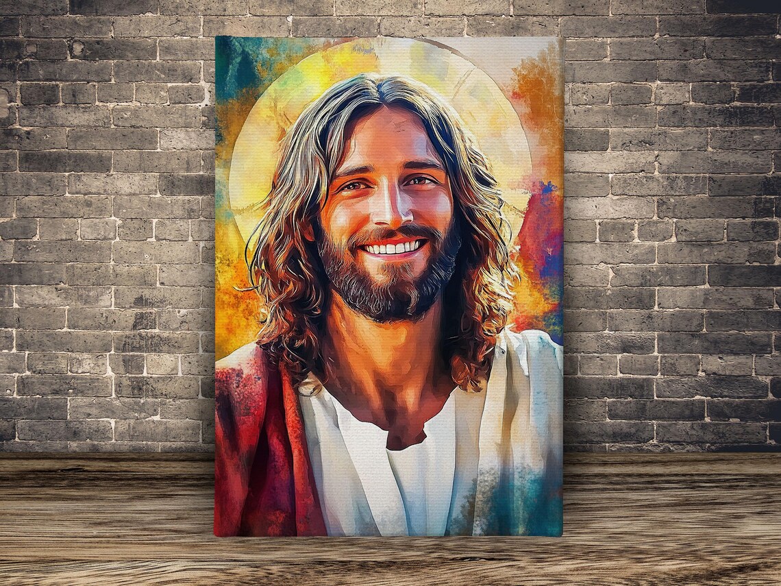 Vintage Jesus Smiles Christian Wall Art Print - Image 2