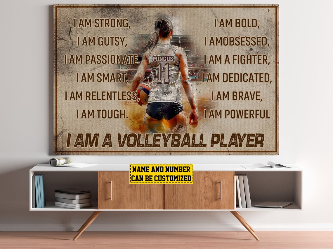 Volleyball Player Affirmations Personalized Poster Custom Name Number Wall Art - Image 4
