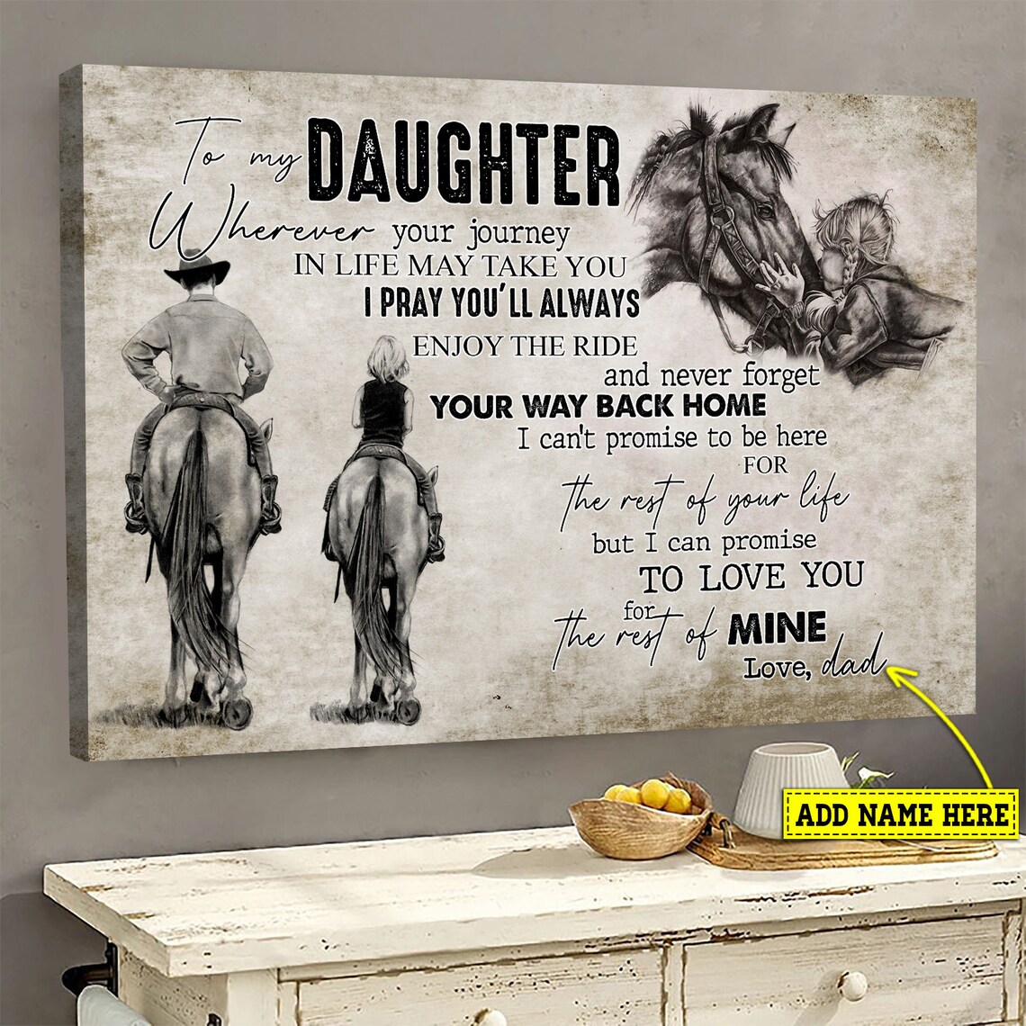 Classic Personalized Cowboy Gift For Daughter Art Print - Image 4