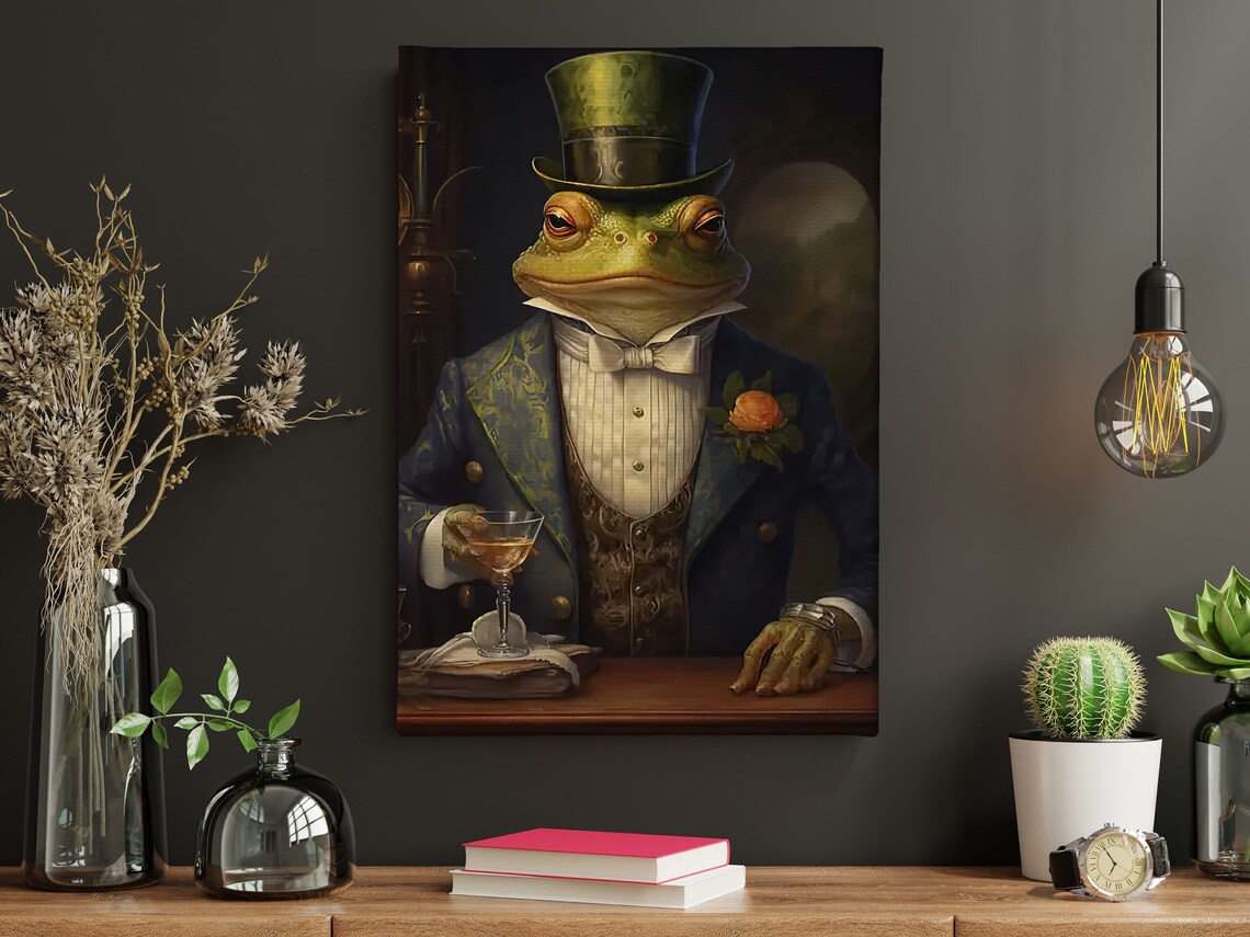 Gentleman Frog Top Hat Tuxedo Cocktail Renaissance Funny Animal Poster - Image 4