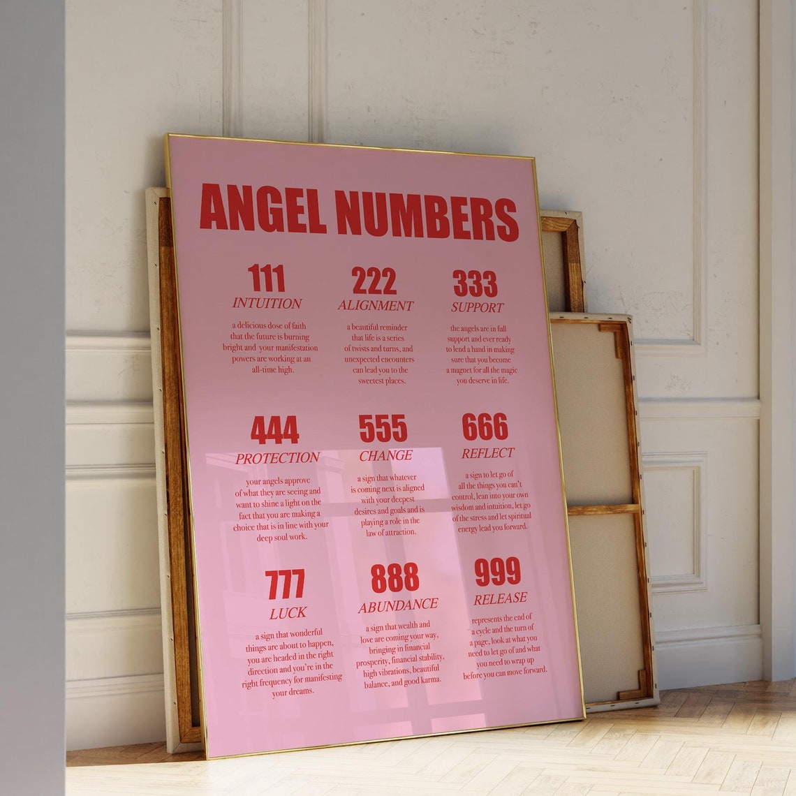 Angel Numbers Poster Pink And Red Wall Art Angel Numbers Red And Pink Girl Room Decor Aesthetic Angel Numbers Print Pink And Red