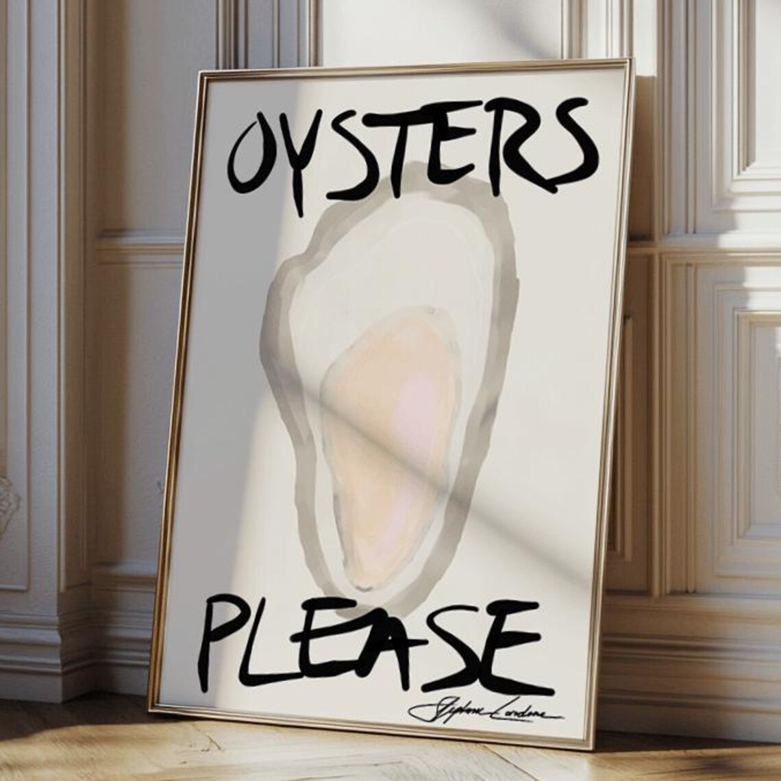 Oysters Please Retro Seafood Art Print, Kitchen Decor