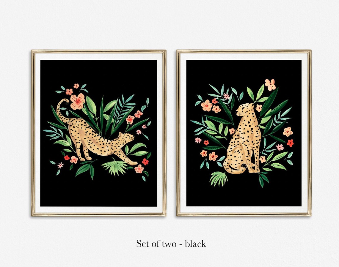 Sweet Cheetahs Watercolor Animal Art Prints - Image 2