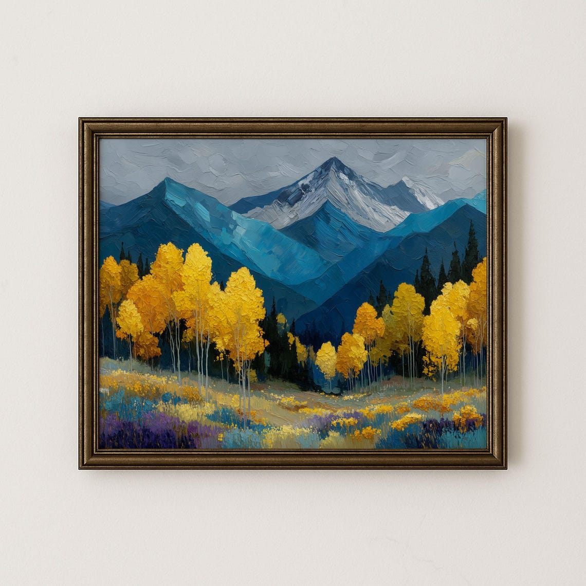 Autumn Aspens Mountain Landscape Print Vintage Fall Wall Art