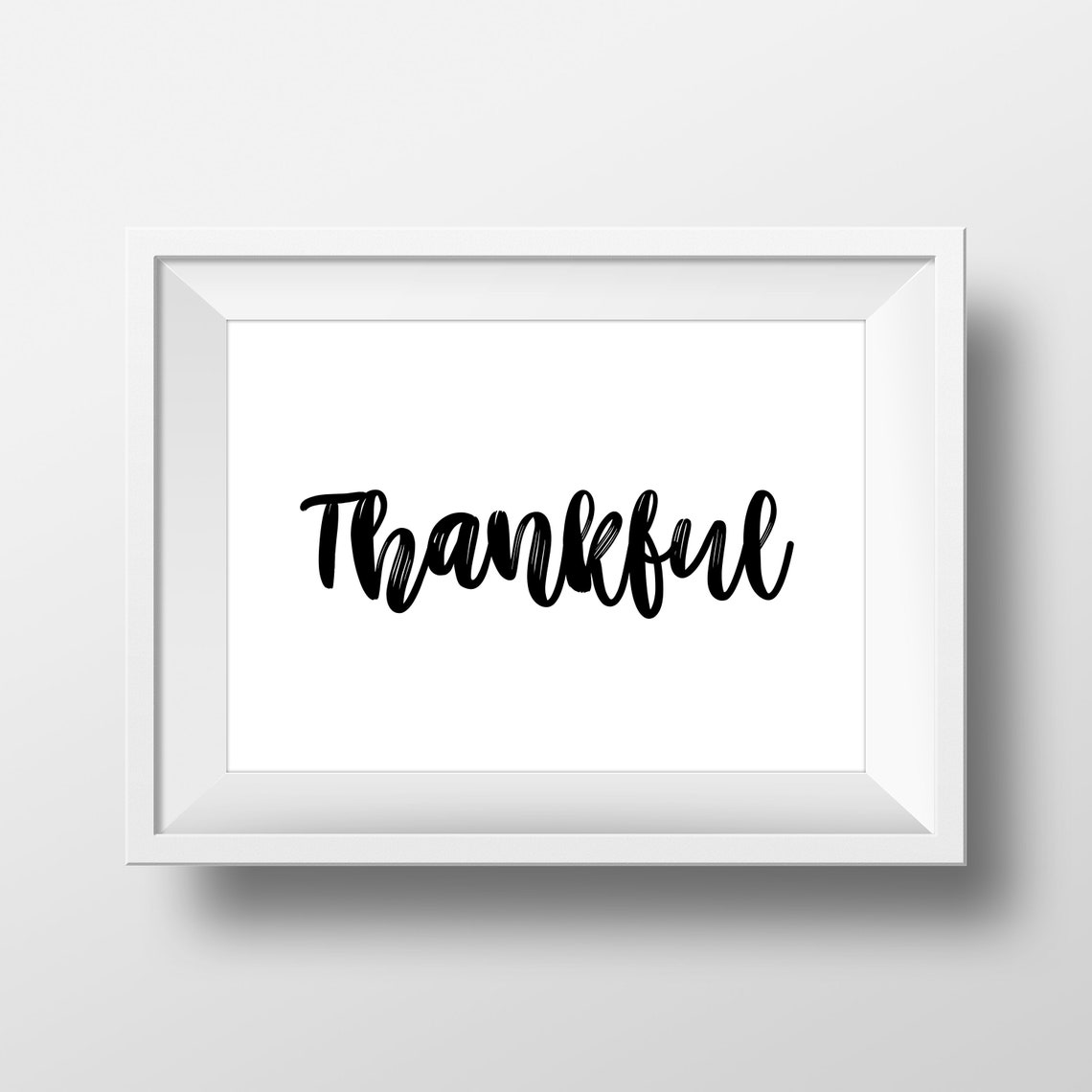 Thankful Script Typography Minimalist Thanksgiving Fall Wall Poster