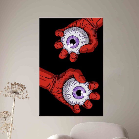 Eye In Hands Wall Art Red Hands Art Horror Eyes Art Eyes Wall Art Gothic Wall Art 3d Tempered Glass Home Wall Art Wallpaper