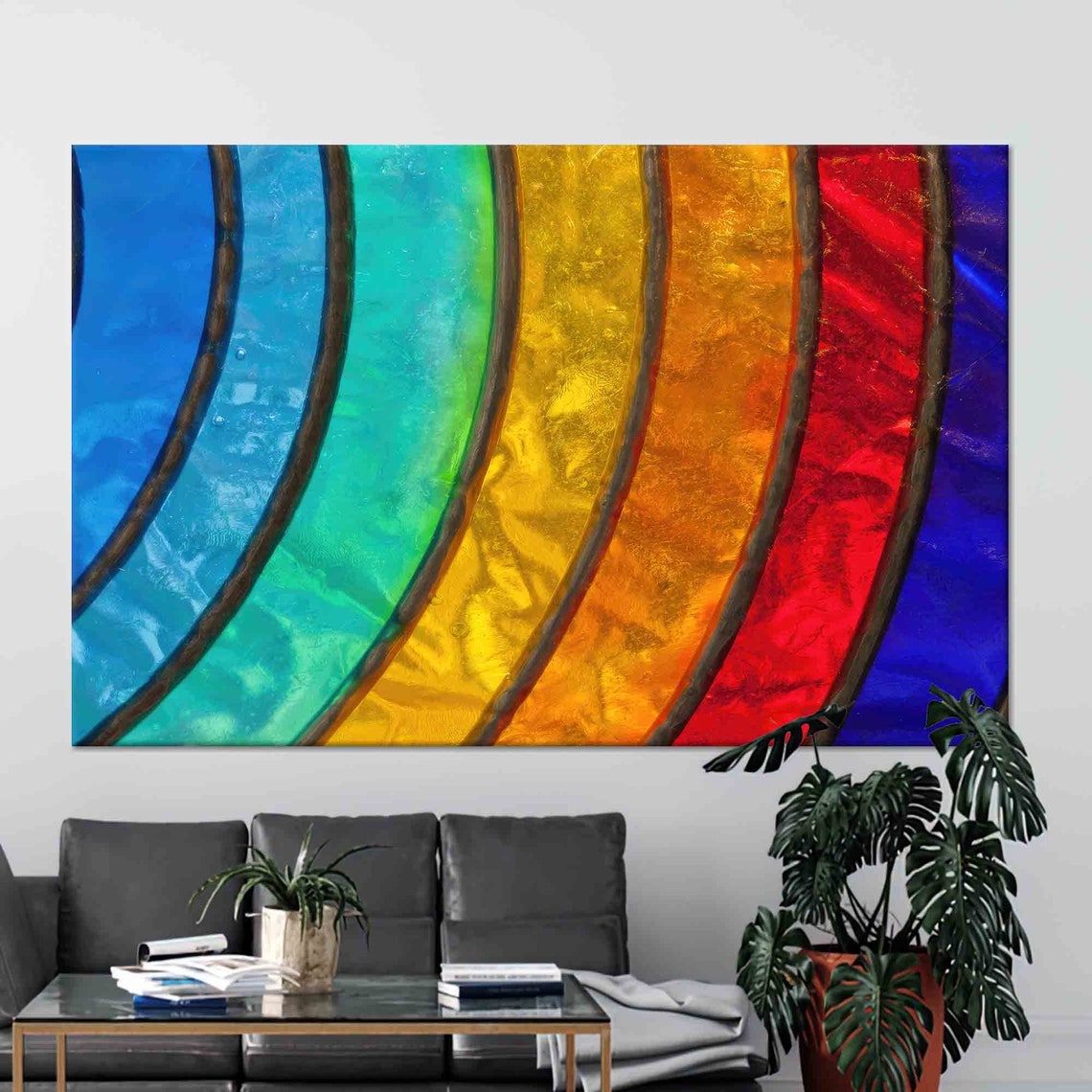 Rainbow Wall Art Colored Strips Art Colorful Wall Art Modern Artwork Art 3d Glass Wall Art Rainbow Wallpaper Wall Art