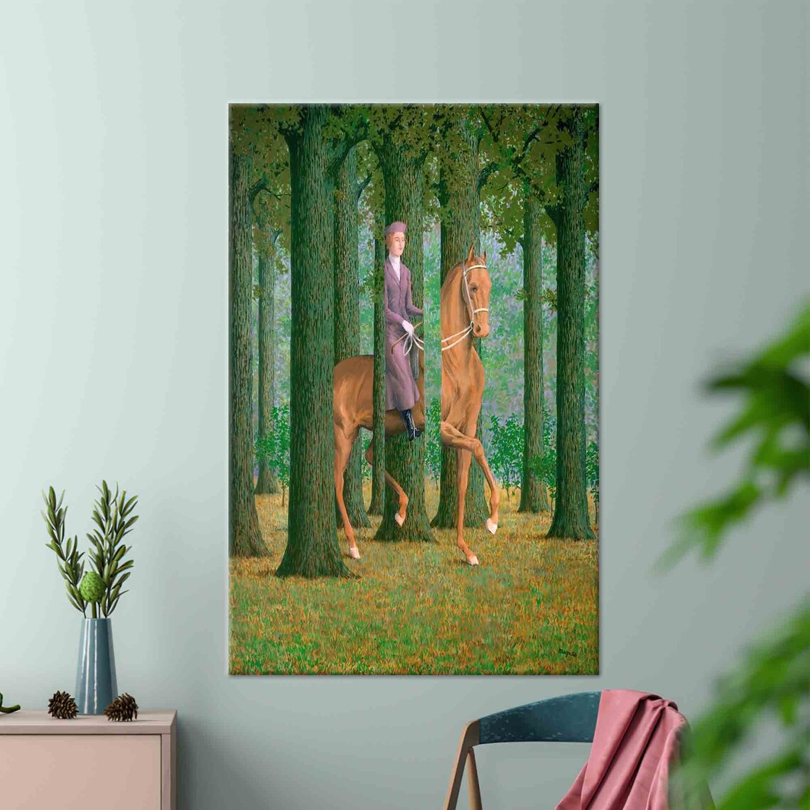 Magritte-Inspired Horse and Trees Forest Art Print