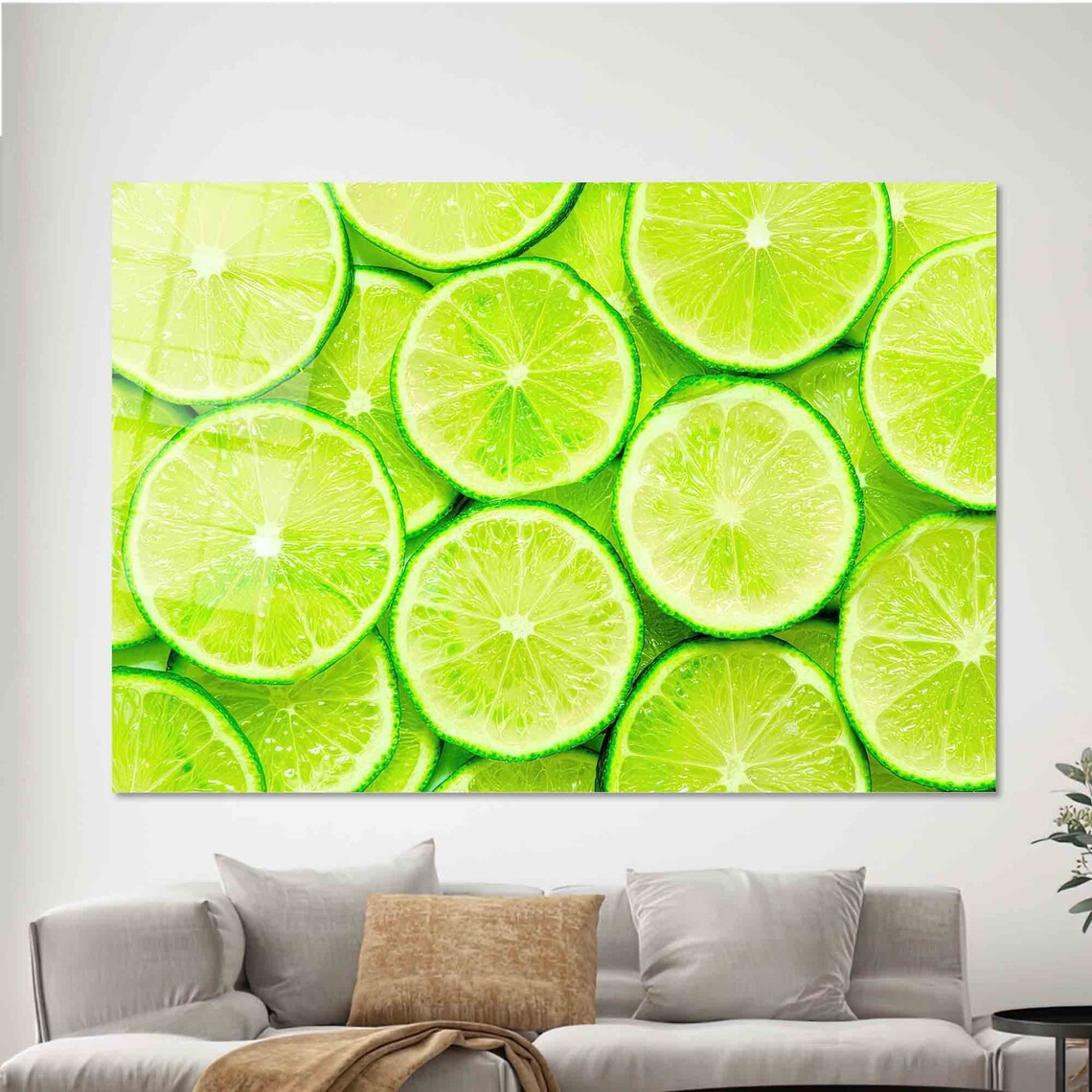 Lemon Wall Art Sliced Lemon Art Fruit Wall Art Green 3d Glass Art Framed Wall Art Lemon Wallpaper Gifts Kitchen Wall Decor - Image 2