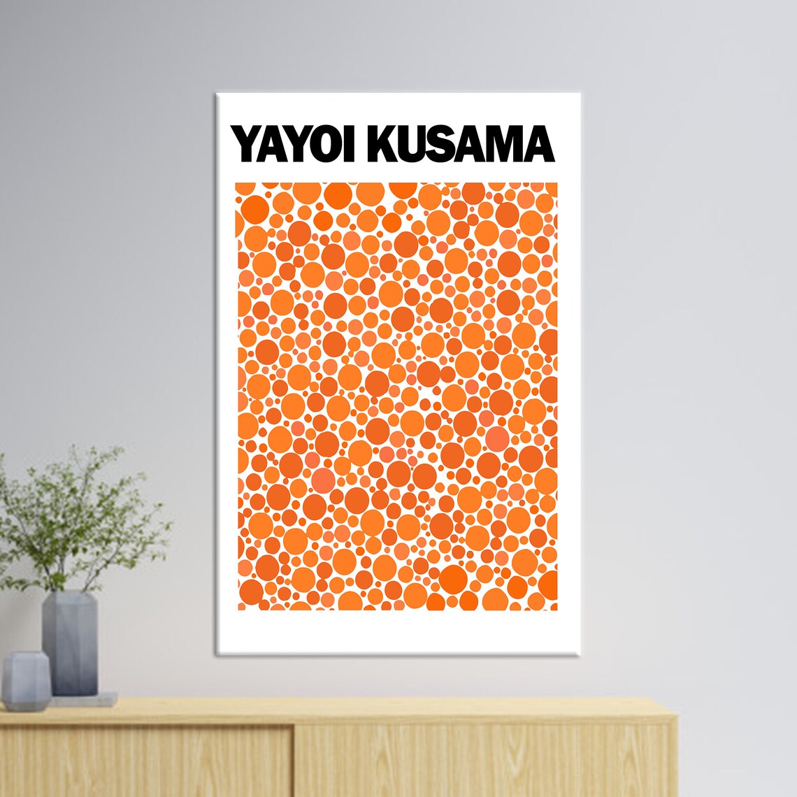 Yayoi Kusama Art Orange Wall Art Minimal Artwork 3d Art Tempered Glass Wallpaper Panels Poster Living Room Wall Art