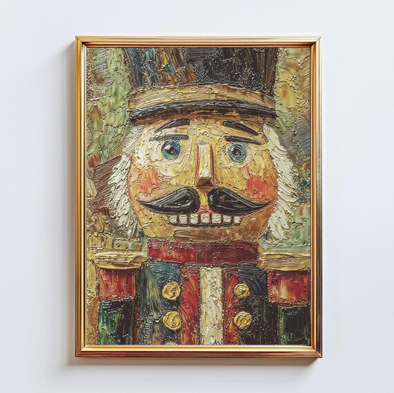 Nutcracker Soldier Impasto Oil Portrait Christmas Festive Poster