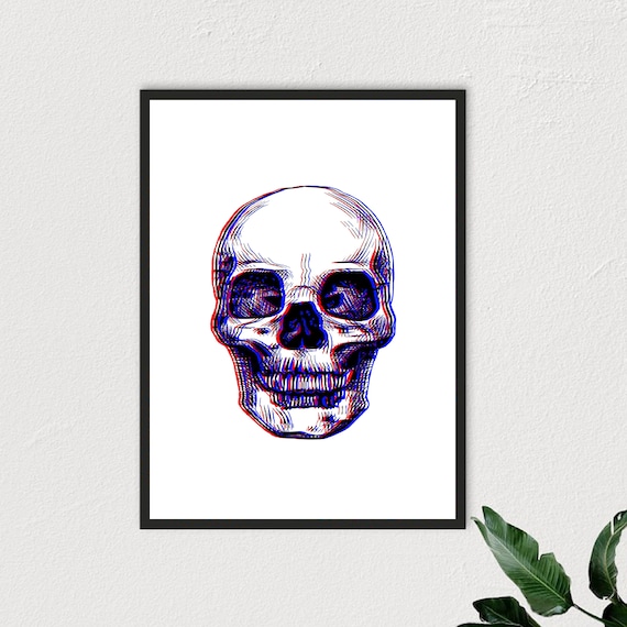3D Pop Art Skull Graphic Art Print
