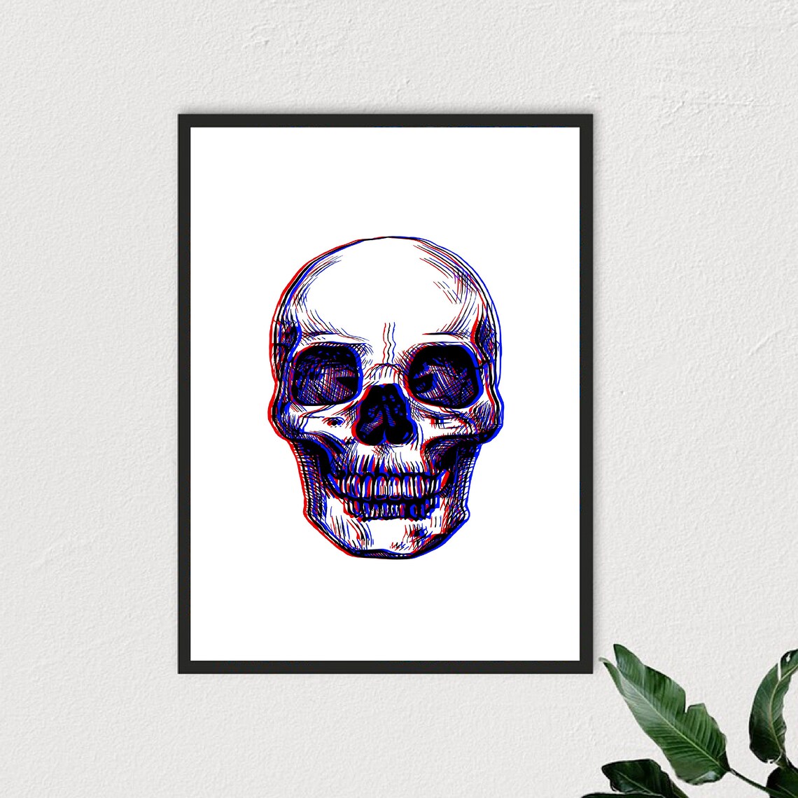 3D Pop Art Skull Graphic Art Print