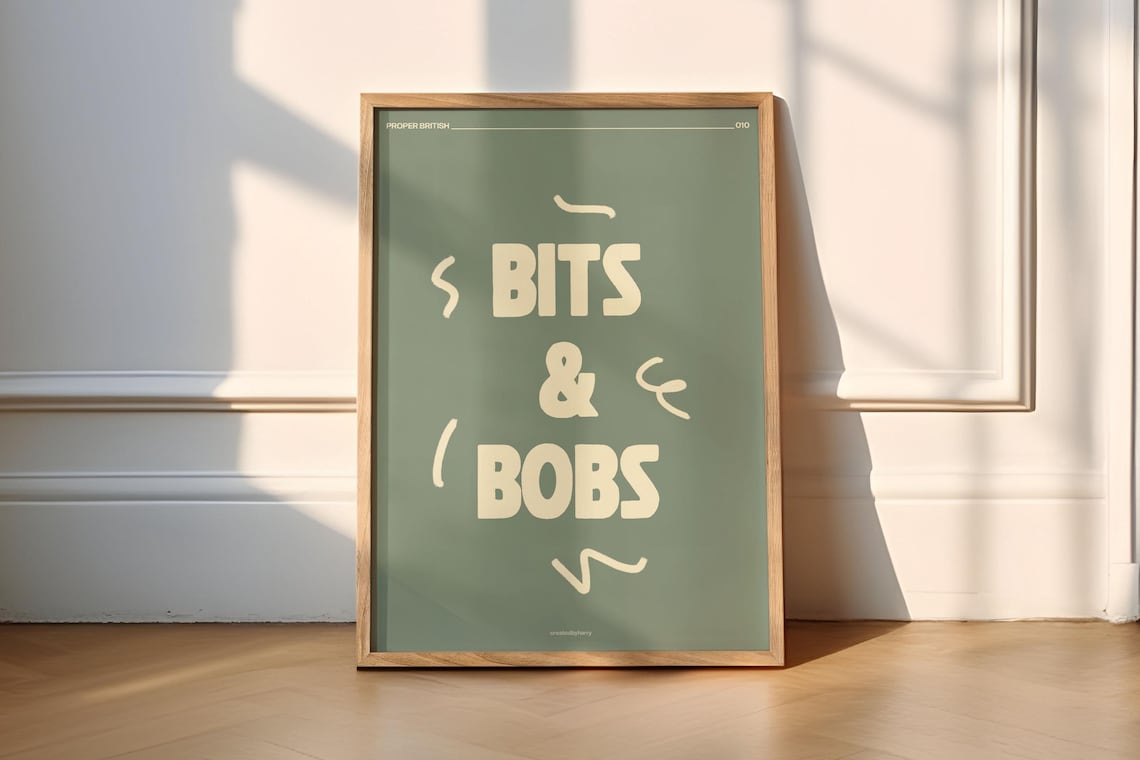 Bits Bobs Proper British Funny Wall Art Print