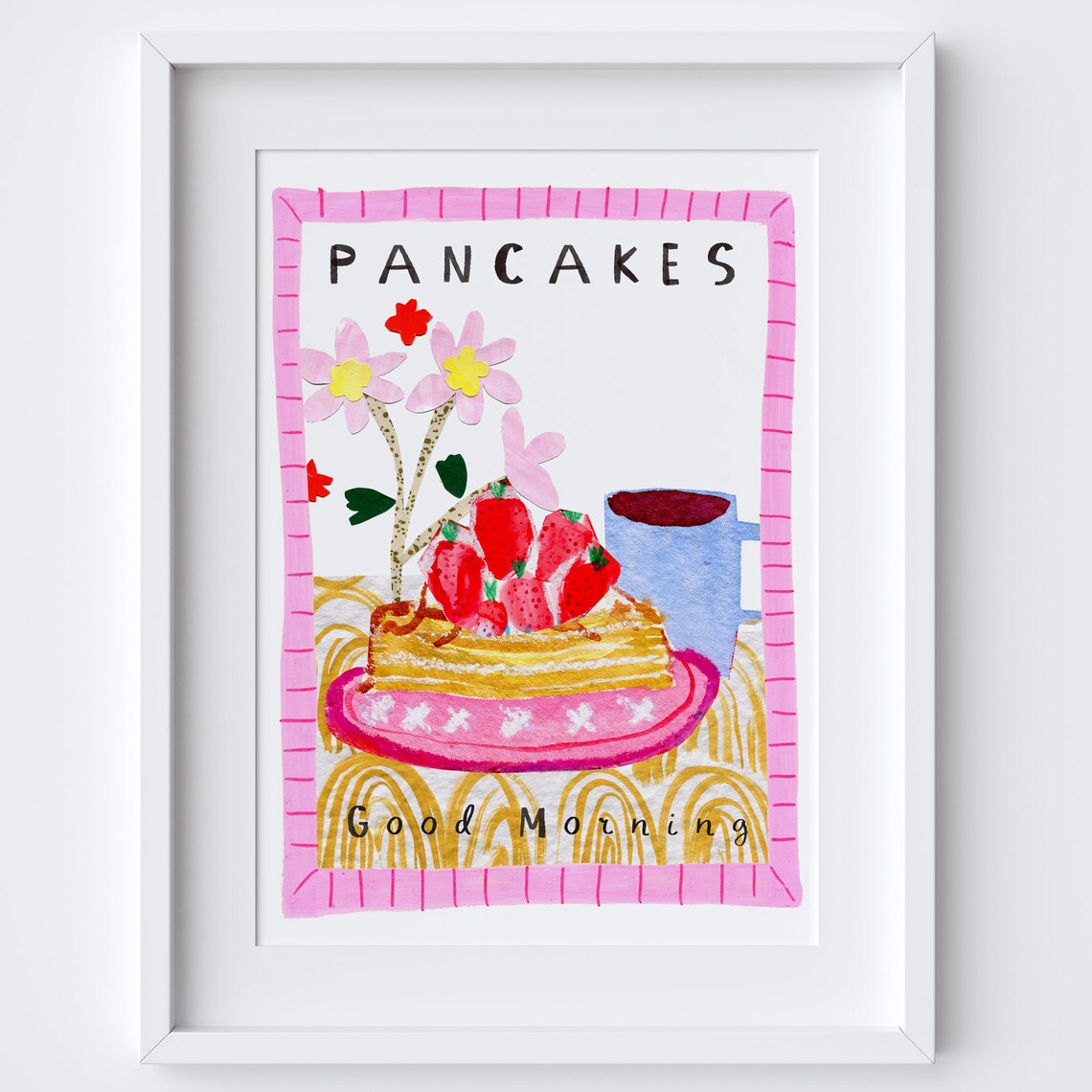 Good Morning Pancakes Mixed Media Watercolor Collage