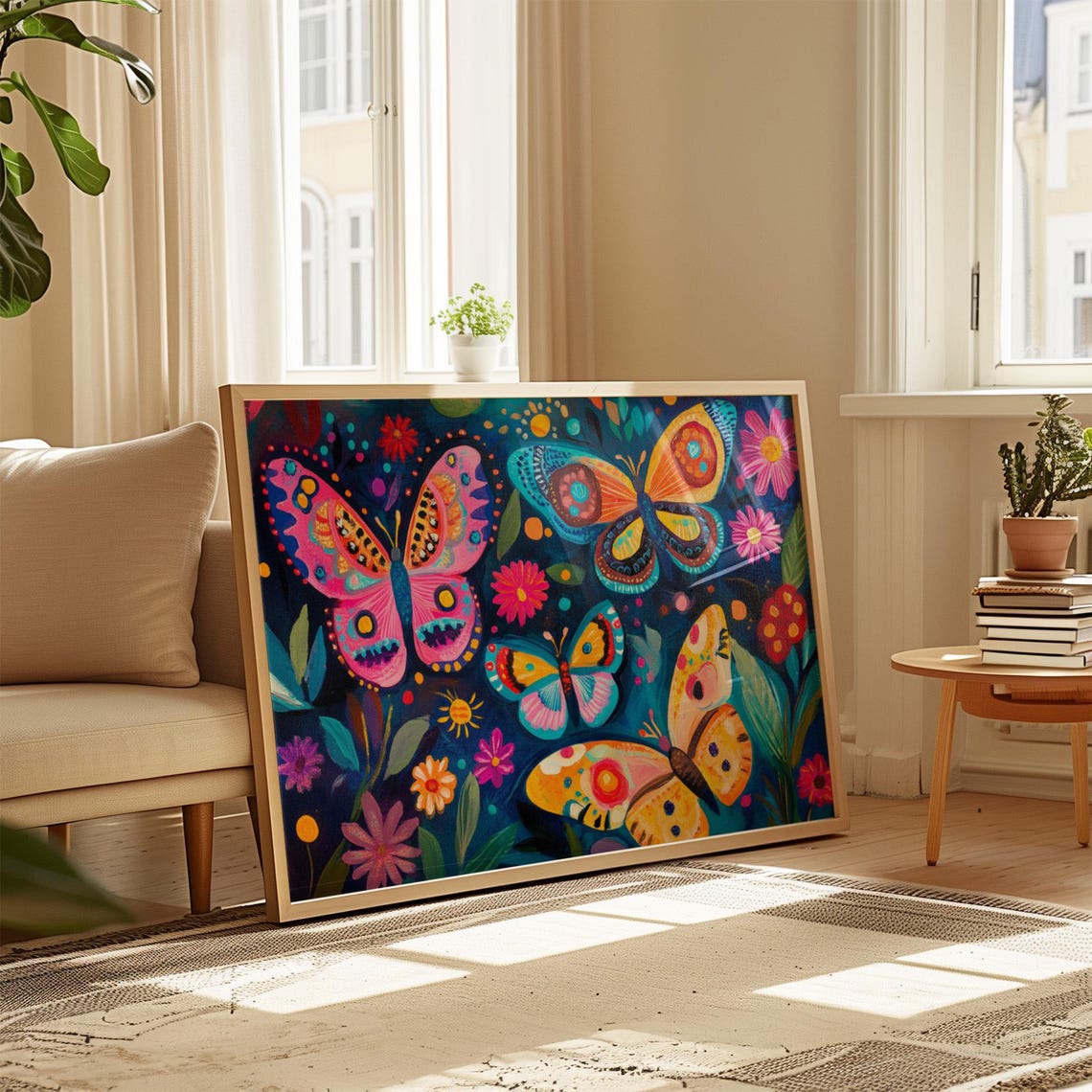 Print Butterfly Portrait Painting Mexican Wall Art New Listing 24 - Image 4