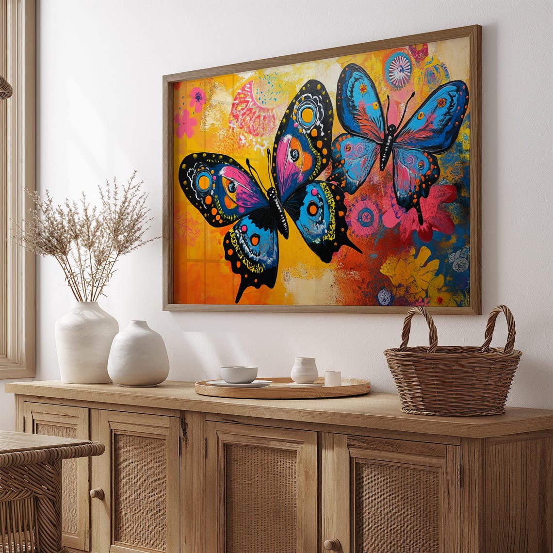 Print Butterfly Portrait Painting Mexican Wall Art New Listing 11