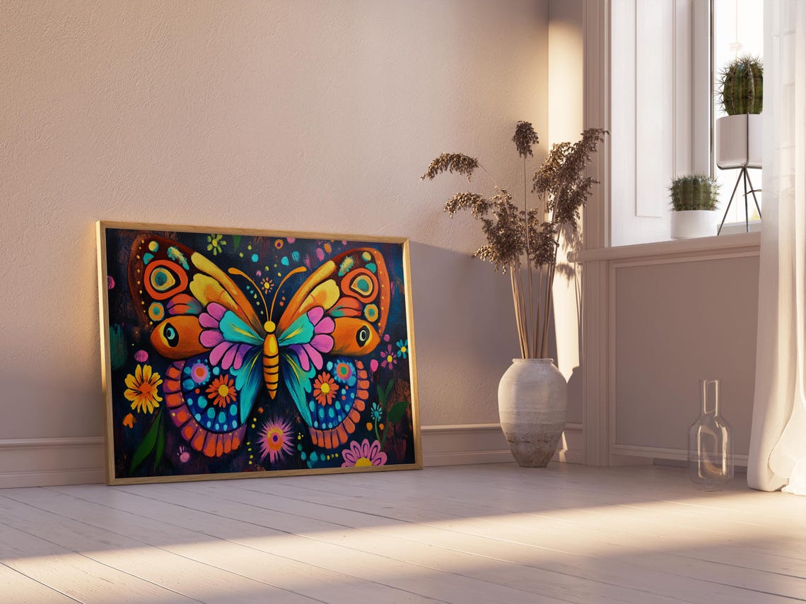 Print Butterfly Portrait Painting Mexican Wall Art New Listing 26 - Image 2