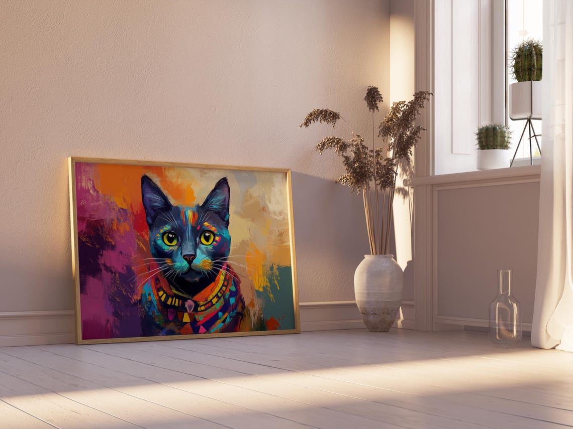 Cat Portrait Painting, Mexican Wall Art - Image 2