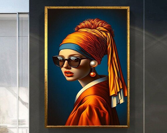Girl With Pearl Earring Sunglasses Modern Pop Art Remix Poster