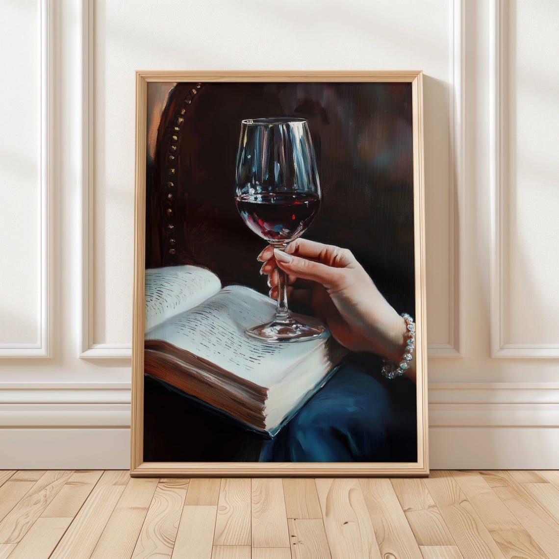 Elegant Hand Holding A Red Wine Glass Over An Open Book Poster