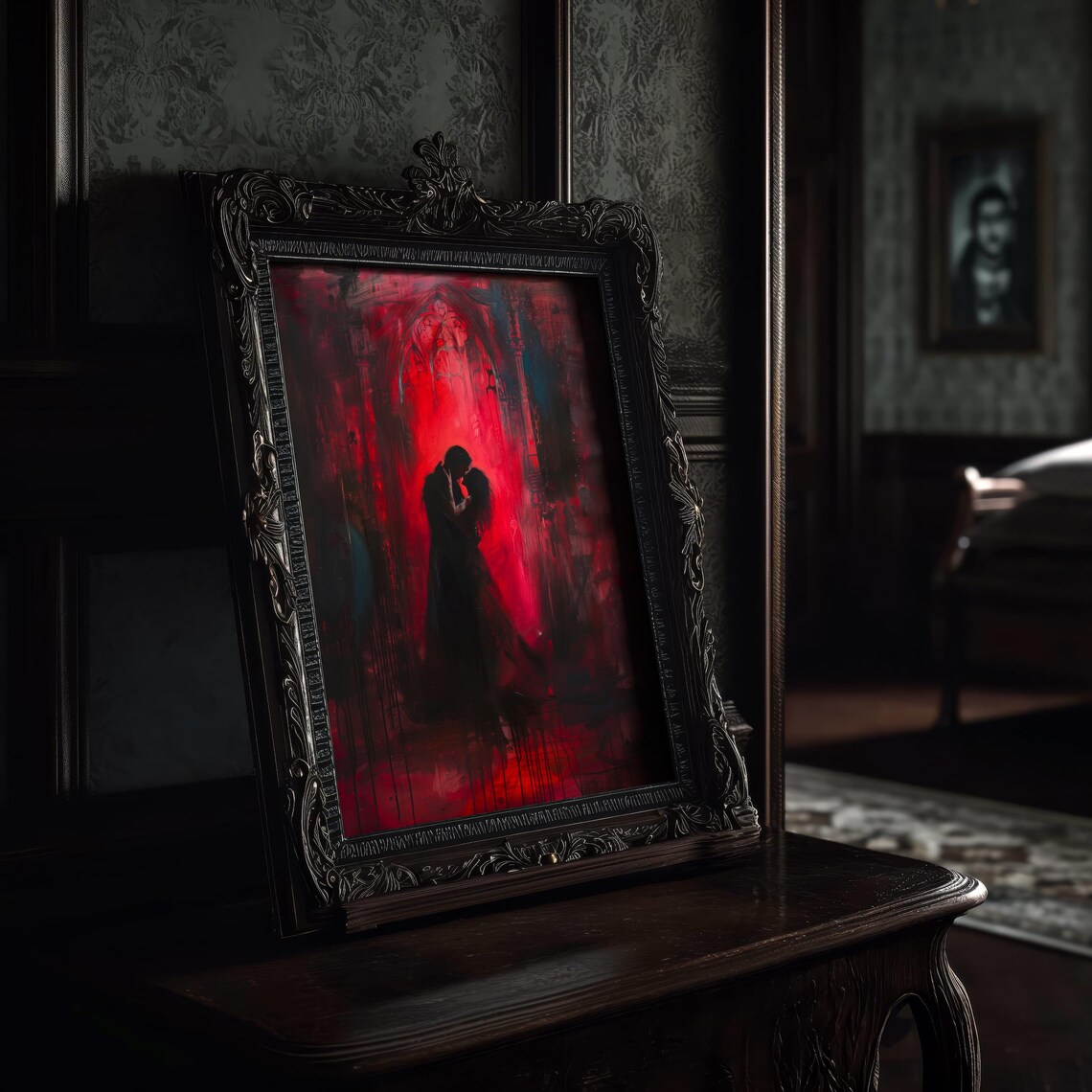 Gothic Romantic Couple Art Print, Dark Romance - Image 7