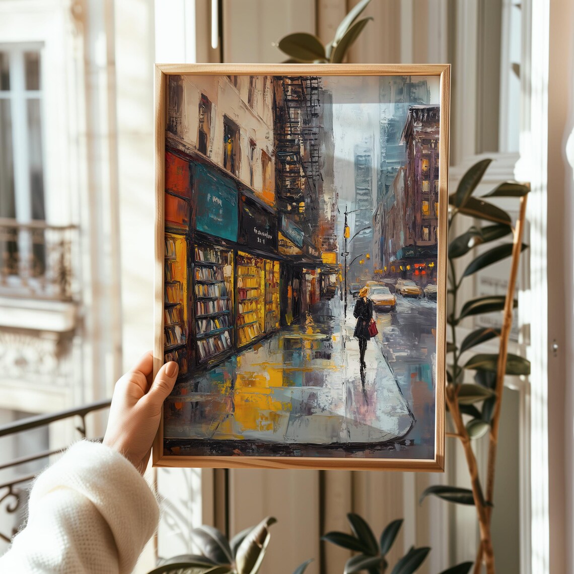 Rainy City Street Bookstore Window Bookshop Lover Art Poster - Image 8