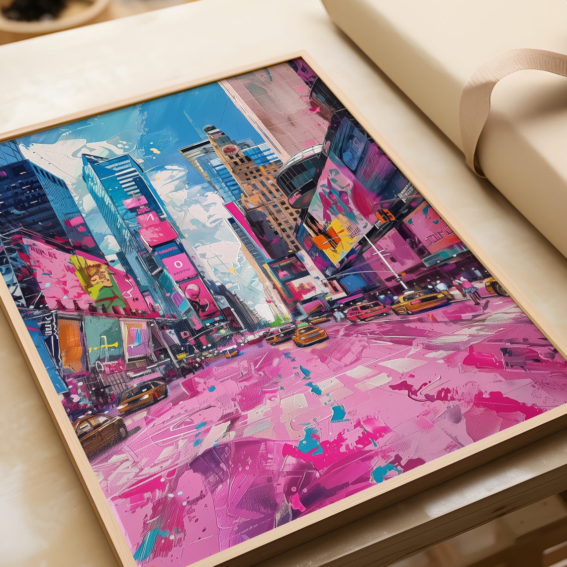 Vibrant Pink Times Square New York City Pop Street Art Poster - Image 5