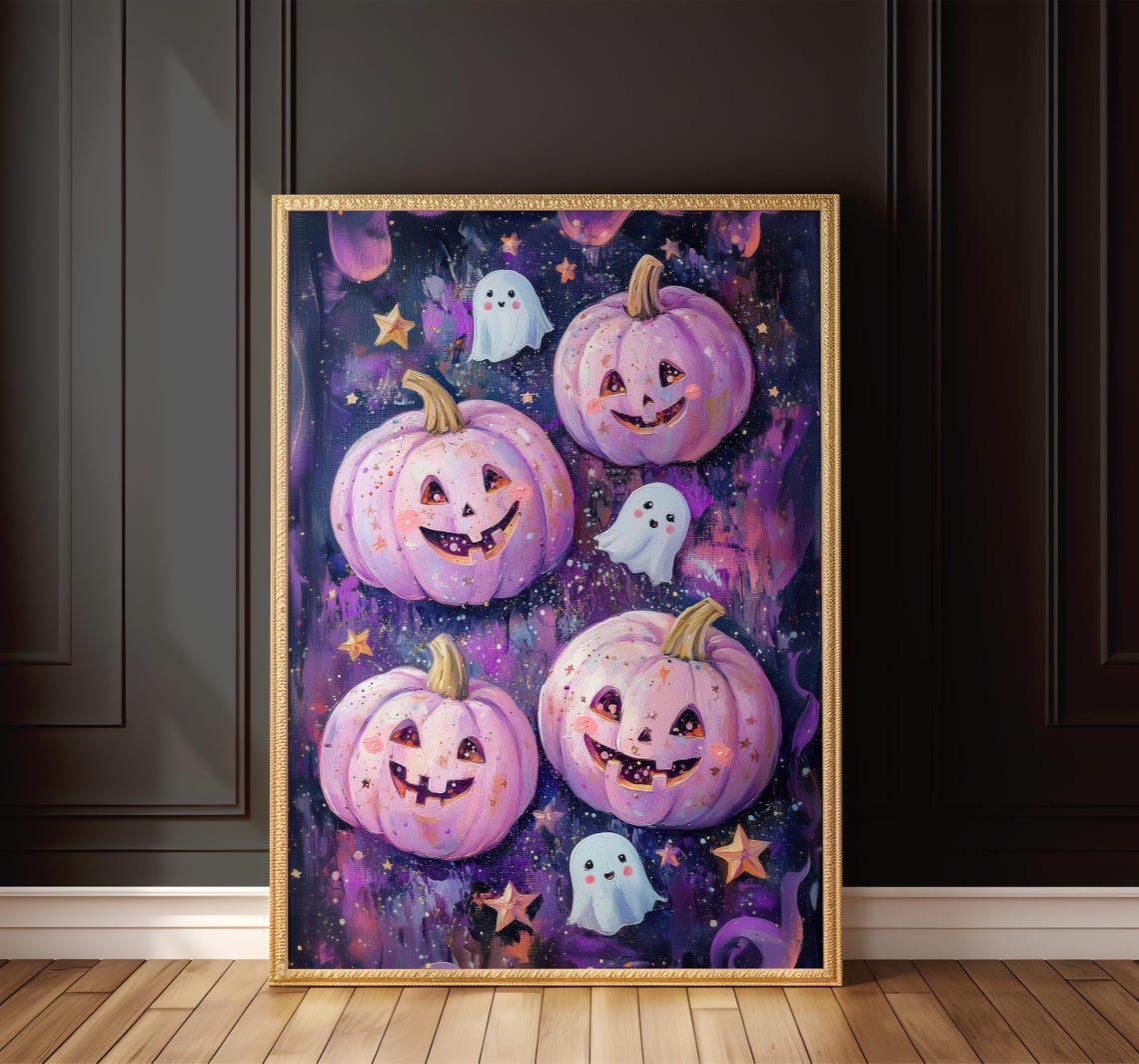 Pink Halloween Jack O Lantern Ghost Galaxy Cute Spooky Poster - Image 8
