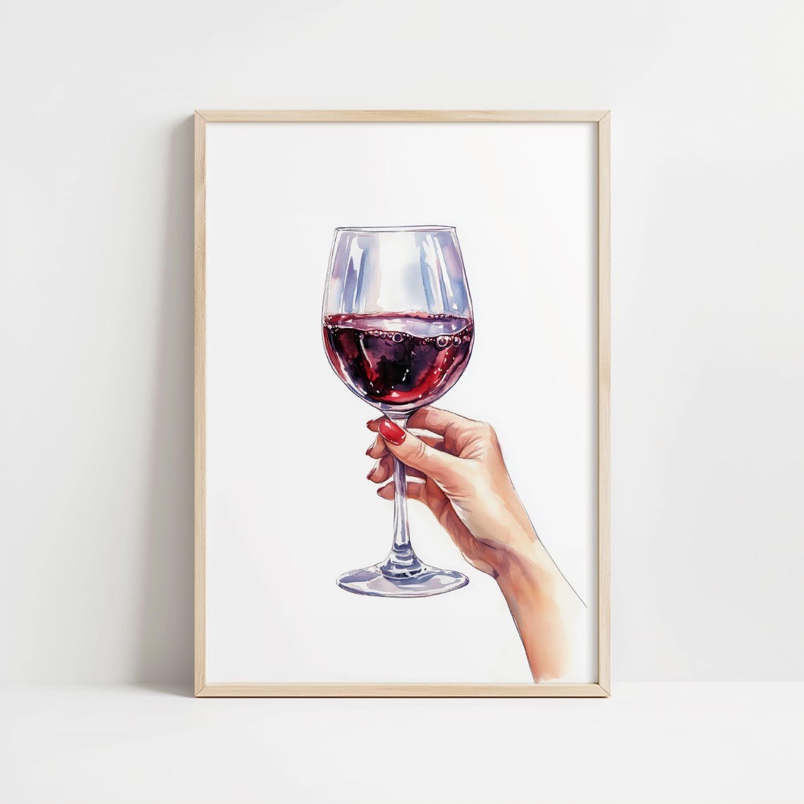 Hand Holding Red Wine Glass Watercolor Kitchen Bar Wall Poster - Image 8