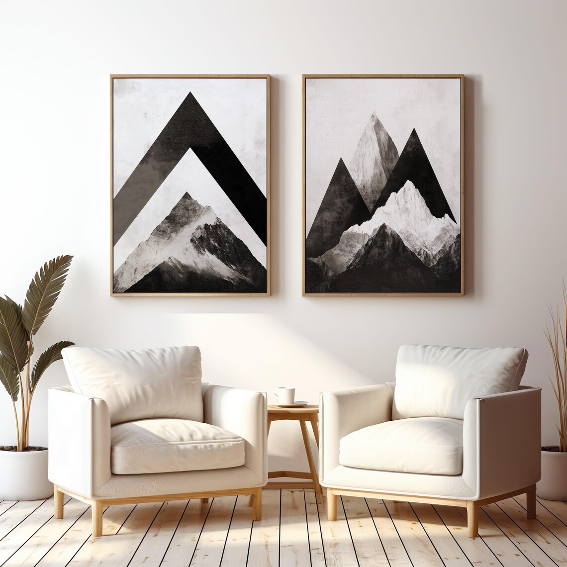 Modern Mountain Art Print, Minimalist Geometric Mountains - Image 5