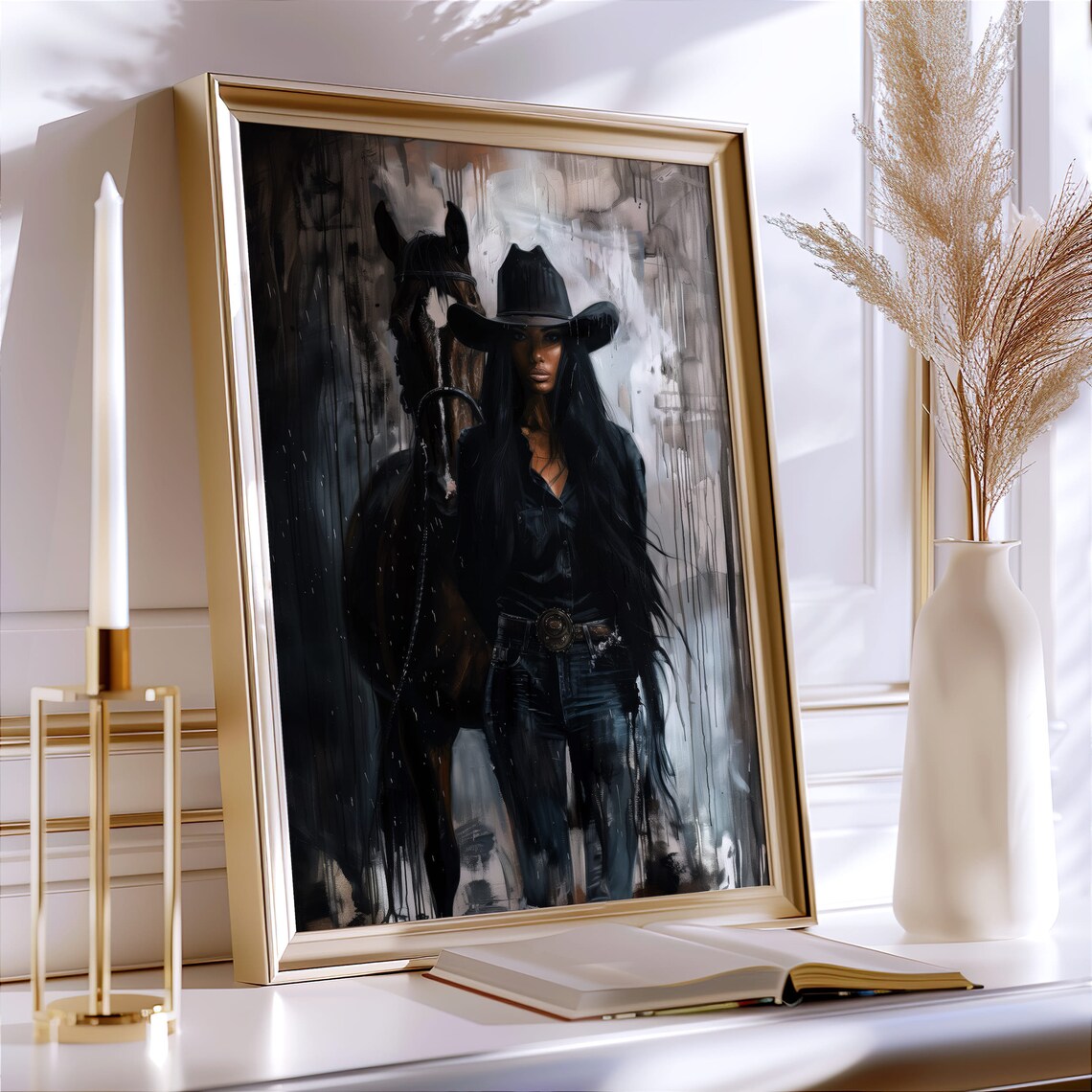 Cowgirl Portrait Art Print, Modern Western Decor - Image 8